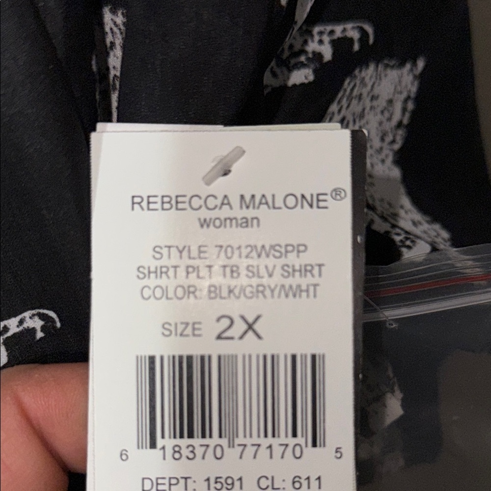 Rebecca Malone Black and White Casual Button Down Shirt - Picture 11 of 11